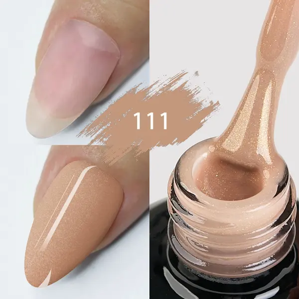 Color Rubber Base Kievskaya Nr. 111 15ml | Bază rubber color nude caramel cu particule fine