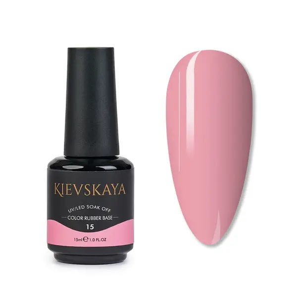 Color Rubber Base Kievskaya Nr. 15 15ml | Bază rubber color roz natural elegant