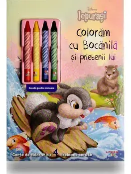 Coloram cu Bocanila si prietenii lui. Carte de colorat cu 4 creioane cerate. Iepurasi/***