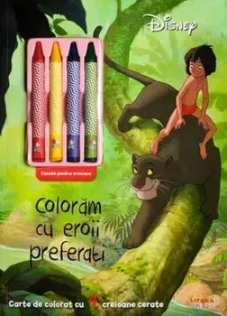 Coloram cu eroii preferati. Carte de colorat cu 4 creioane cerate/***