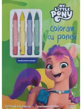 Coloram cu poneii. Carte de colorat cu 4 creioane cerate/***