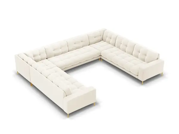 Coltar 9 locuri Bali velvet/picioare gold – L327 x l256 x h75