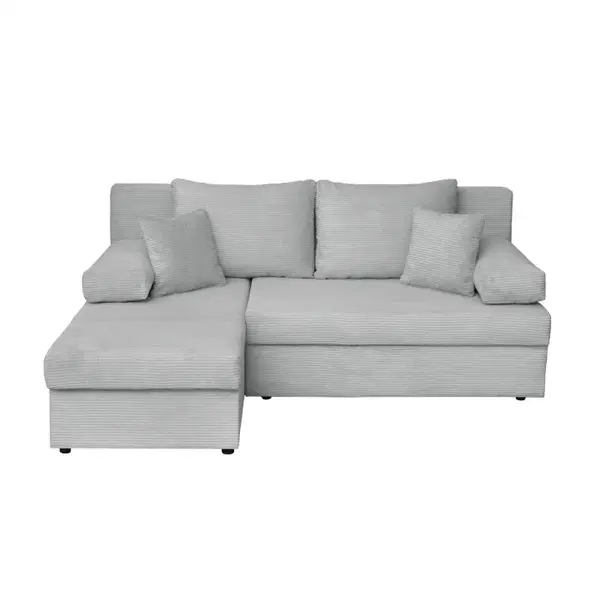 Coltar ANA LUX extensibil, cu lada depozitare, colt interschimbabil, gri deschis, 200x140x83 cm