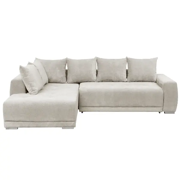 Coltar extensibil MARIBO LC, cu arcuri si lada depozitare, colt stanga, bej, 282x205x92 cm