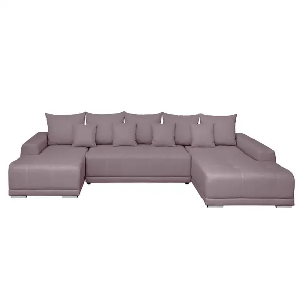 Coltar extensibil MARIBO U, cu arcuri si lada depozitare, colt dreapta, gri maroniu, 350x203x90 cm