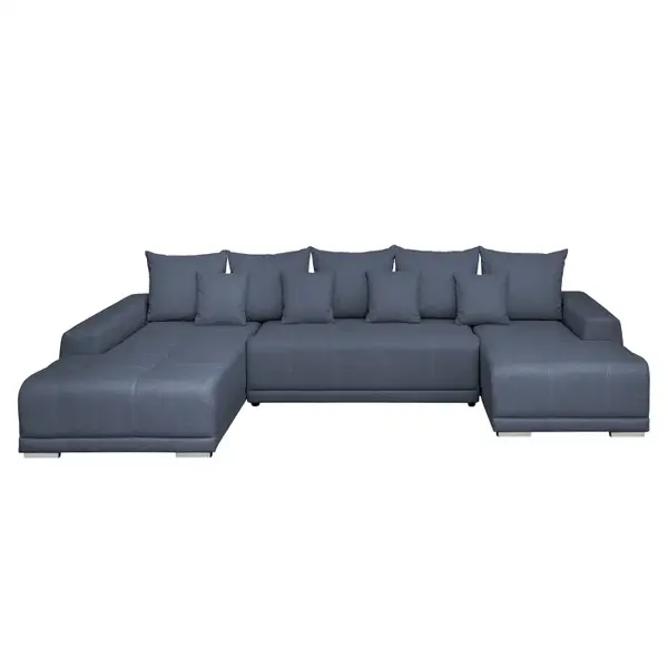 Coltar extensibil MARIBO U, cu arcuri si lada depozitare, colt stanga, albastru, 350x203x90 cm