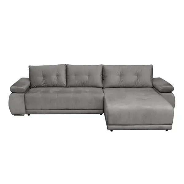 Coltar extensibil SAINT TROPEZ, cu arcuri si lada depozitare, colt interschimbabil, gri deschis, 315x204x85 cm