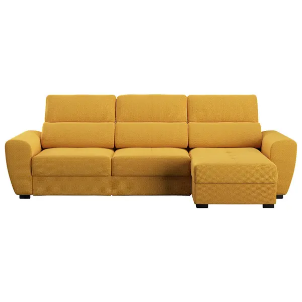 Colțar Extensibil, textil, galben muștar, 285/177 cm
