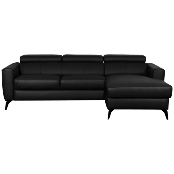 Colțar Extensibil, textil, piele, negru