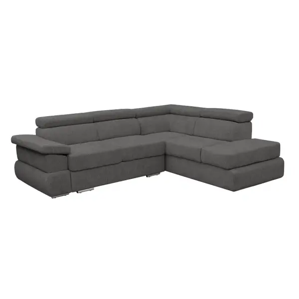 Coltar extensibil TIVOLI 2S3, cu arcuri si lada depozitare, colt dreapta, gri inchis, 285x225x90 cm