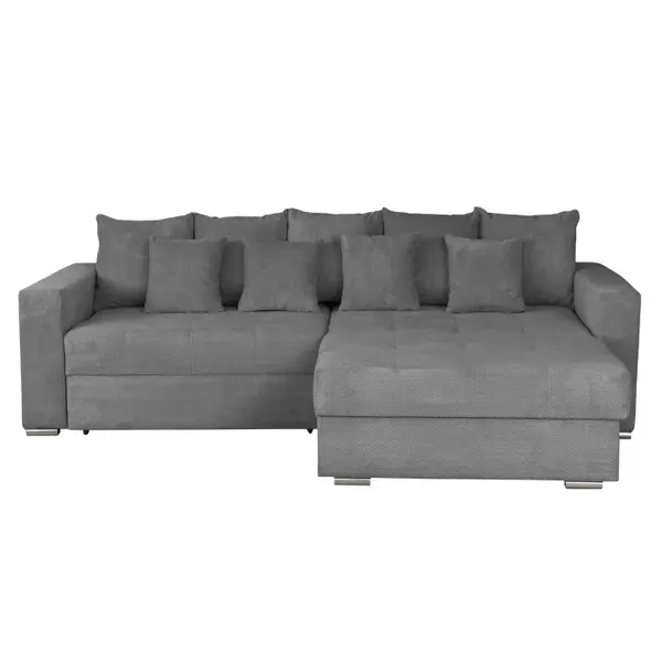 Coltar FELIX extensibil, cu arcuri si lada depozitare, colt interschimbabil, gri inchis, 266x165x90 cm