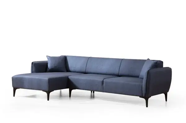 Coltar fix BELISSIMO, colt stanga, albastru, 270x140x67 cm