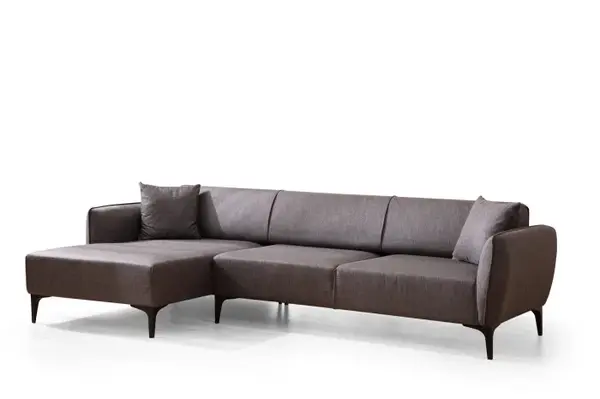 Coltar fix BELISSIMO, colt stanga, gri inchis, 270x140x67 cm