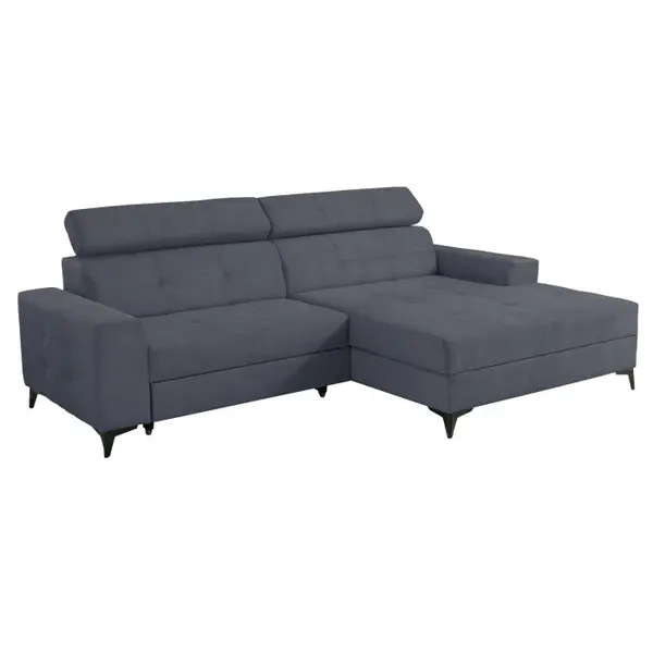 Coltar FLORIDA ONE extensibil, cu arcuri si lada depozitare, colt dreapta, albastru petrol, 280x175x95 cm