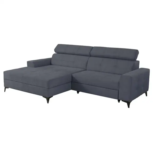 Coltar FLORIDA ONE extensibil, cu arcuri si lada depozitare, colt stanga, albastru petrol, 280x175x95 cm