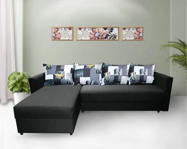Coltar living extensibil, Croma Stofa Neagra N100