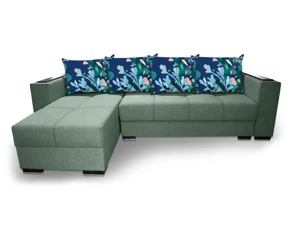 Coltar Living Extensibil Solis Neve 34 Verde cu depozitare