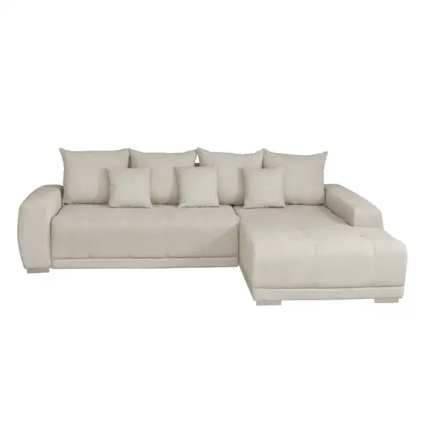 Coltar MARIBO L extensibil, cu arcuri si lada depozitare, colt dreapta, crem, 282x205x92 cm