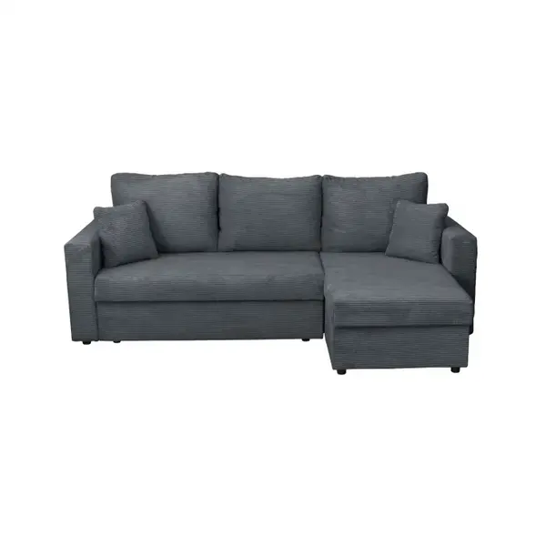 Coltar NICOLE LUX, cu lada depozitare, colt interschimbabil, gri inchis, 225x145x82 cm
