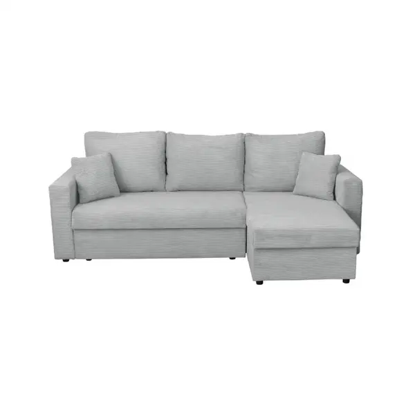 Coltar NICOLE LUX, cu lada depozitare, colt interschimbabil, gri deschis, 225x145x82 cm