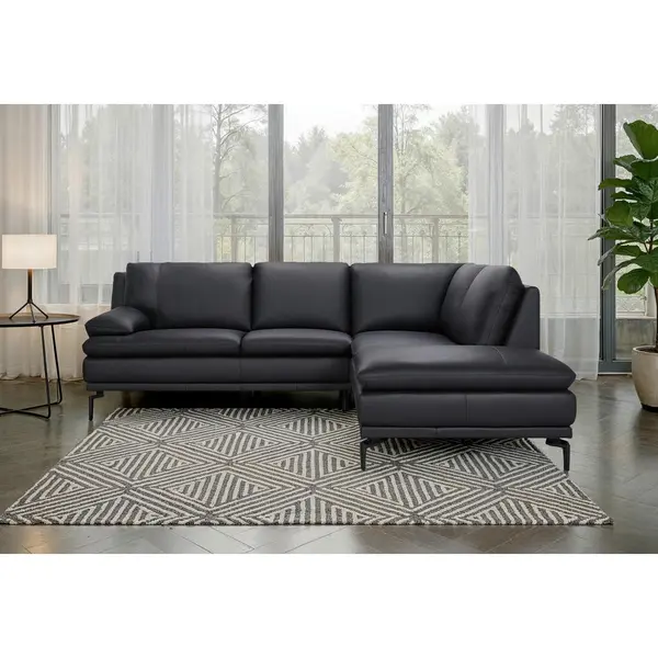 Colțar, piele, negru