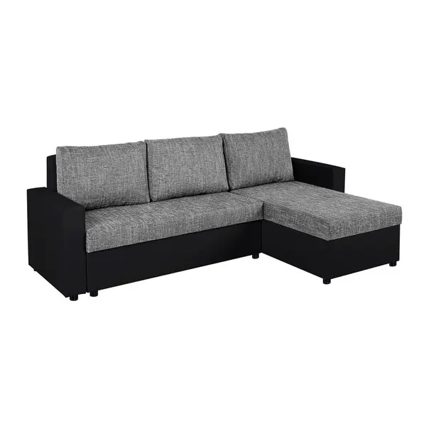 Colțar, plastic, textil, material pe bază de lemn, gri, negru