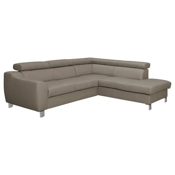 Colțar, textil, piele, taupe, 245/208 cm