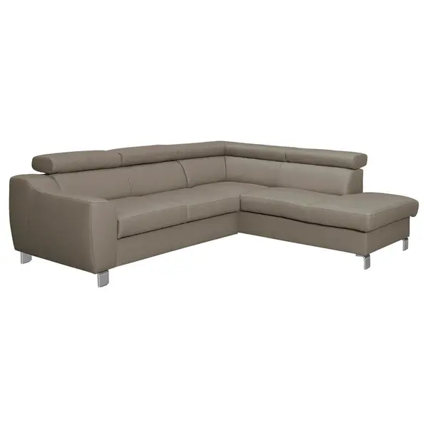Colțar, textil, piele, taupe, 245/208 cm
