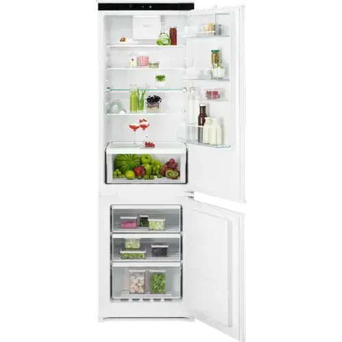 Combina frigorifica incorporabila AEG TSC7G181ES, 256 l, No Frost, Usa reversibila, Control electronic, Semnal acustic, Coolmatic, Frostmatic, Clasa E, H 178 cm (Alb)