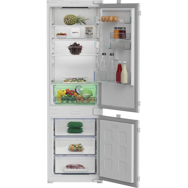 Combina frigorifica incorporabila Beko B3BCNA294HS, 270 l, No Frost, H 177.5 cm, Vacation Mode, HarvestFresh, AeroFlow, Alb, Clasa E