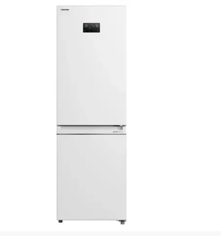 Combina frigorifica Toshiba GR-RB449WE-PMJ(51), No Frost, 338 litri, clasa E, inaltime 185.8 cm, tehnologie Origin Inverter, Alloy Cooling, ecran LED, lumina interioara tip LED, usi reversibile, Alb
