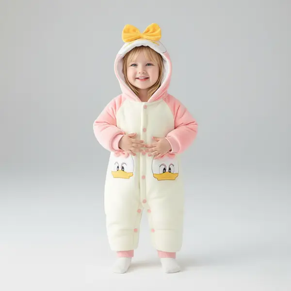 Combinezon Roz Fetite Duck - 6-12 luni