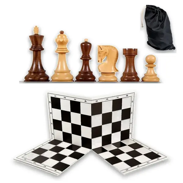 Combo set cu piese lemn Staunton 6 Zagreb, tabla PVC si saculet piese