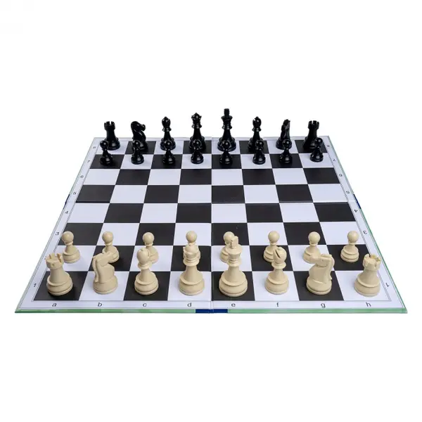 Combo set DGT 5: Tabla sah din carton pliabila in 4+Piese de sah din plastic no. 5 DGT