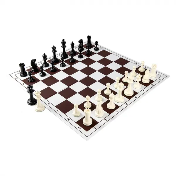 Combo set Master light: Tabla sah PVC alb Maro +Piese de sah din plastic no. 6 Master
