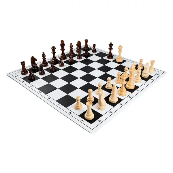 Combo set Staunton 6 lemn cu tabla PVC alb-negru pliabila in 4