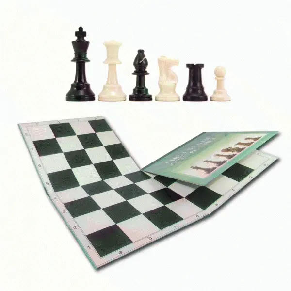 Combo set: Tabla sah din carton pliabila in 4+Piese de sah din plastic no. 6 - weighted
