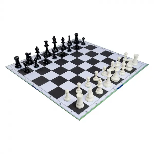Combo set: Tabla sah din carton pliabila in 4+Piese de sah din plastic no. 4- light