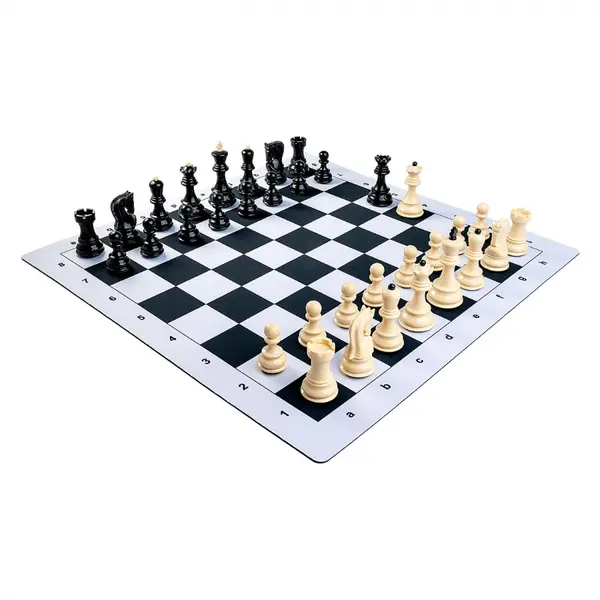 Combo set Zagreb: Set Piese sah Zagreb cu Tabla Mousepad alb negru
