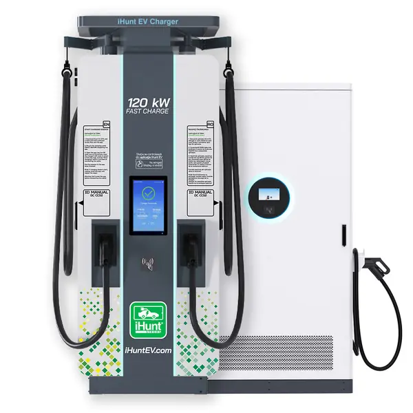 Combo Statie de incarcare ultra rapida cu monetizare iHunt EV DC 120KW V4, 2 x CCS2 + Baterie Stocare 200KWh - Integrare iHuntEV