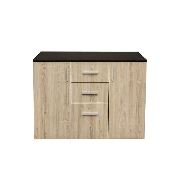 Comoda ALMA, 2 usi, 3 sertare, corp sonoma inchis, fronturi sonoma deschis, 105x40x82 cm