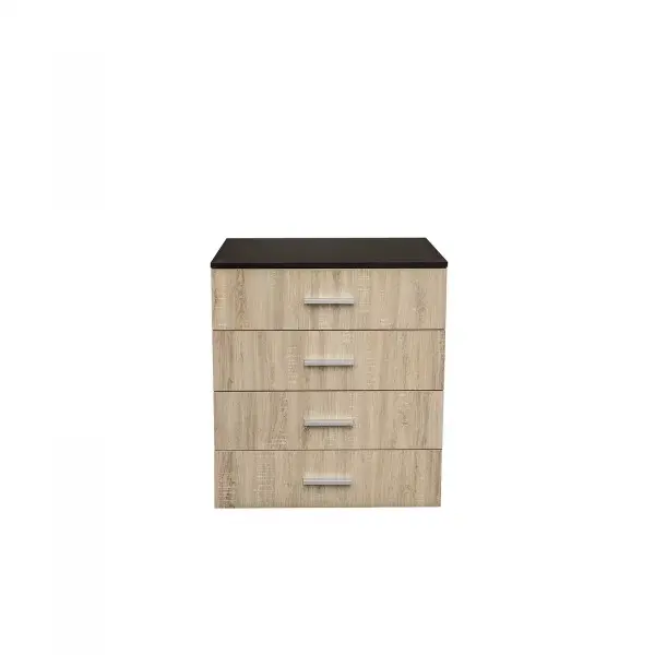Comoda ALMA, 4 sertare, corp sonoma inchis, fronturi sonoma deschis, 70x40x82 cm