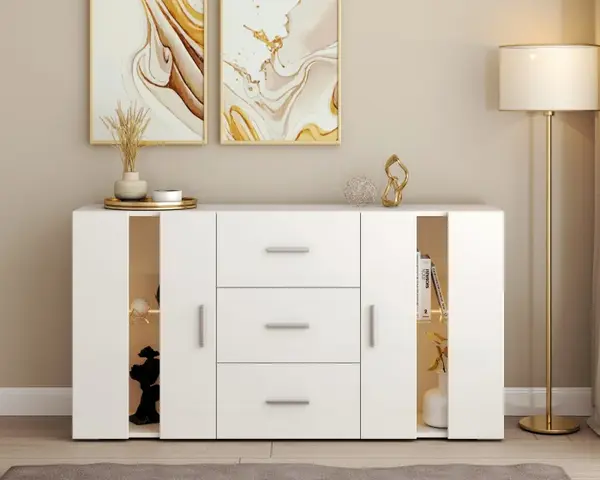 Comoda Aria Lux Alb 135x32x72 cm