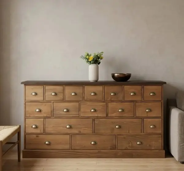 Comoda cu 19 sertare, blat stejar cu finisaj Dublu color