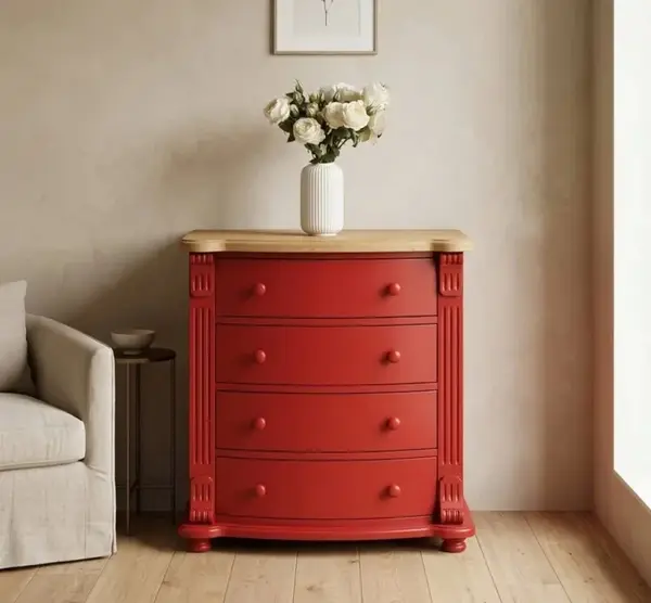 Comoda cu 4 sertare curbate, Colectia Directoire cu finisaj Dublu color