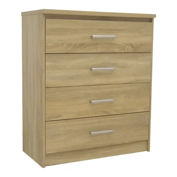 Comoda cu 4 sertare Olympus, stejar deschis, 80x40x95 cm