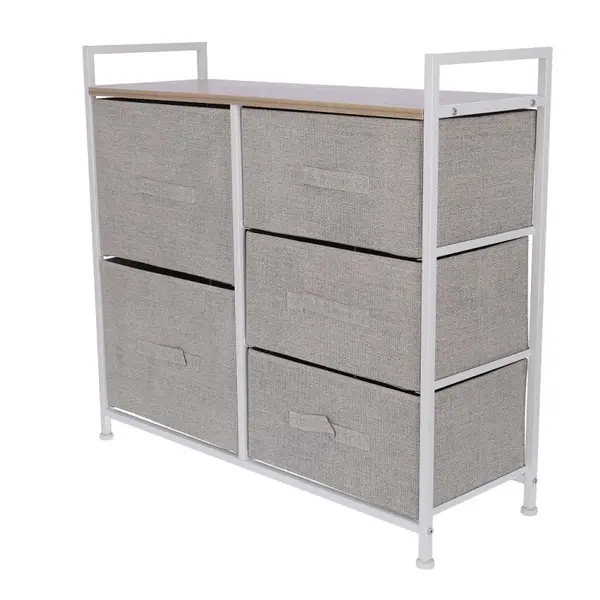 Comoda cu 5 Sertare, Crem, 83 x 29 x 77 cm, Blueberg TB72