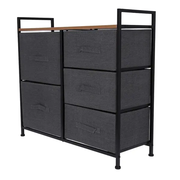 Comoda cu 5 Sertare, Gri, 83 x 29 x 77 cm, Blueberg TB72
