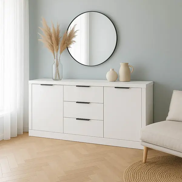 Comoda cu functie de depozitare Doha, Lemn, Gri Închis, 180x45x80 cm