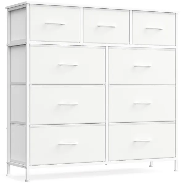 Comoda cu sertare, Bellah, Songmics, Alb, 98.8x30x95.2 cm